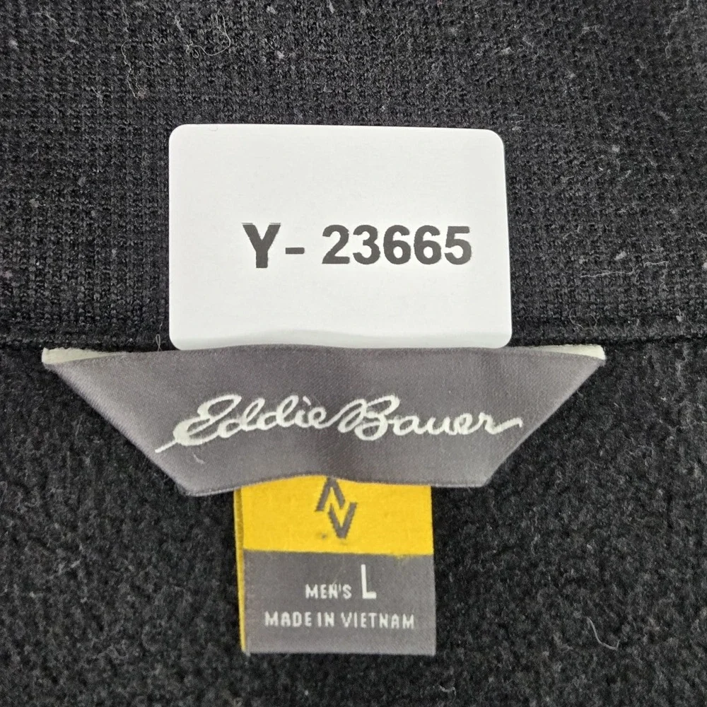 Eddie Bauer Men Jacket L‎ Black Gorpcore Logo Travex Zipper Long Sleeve